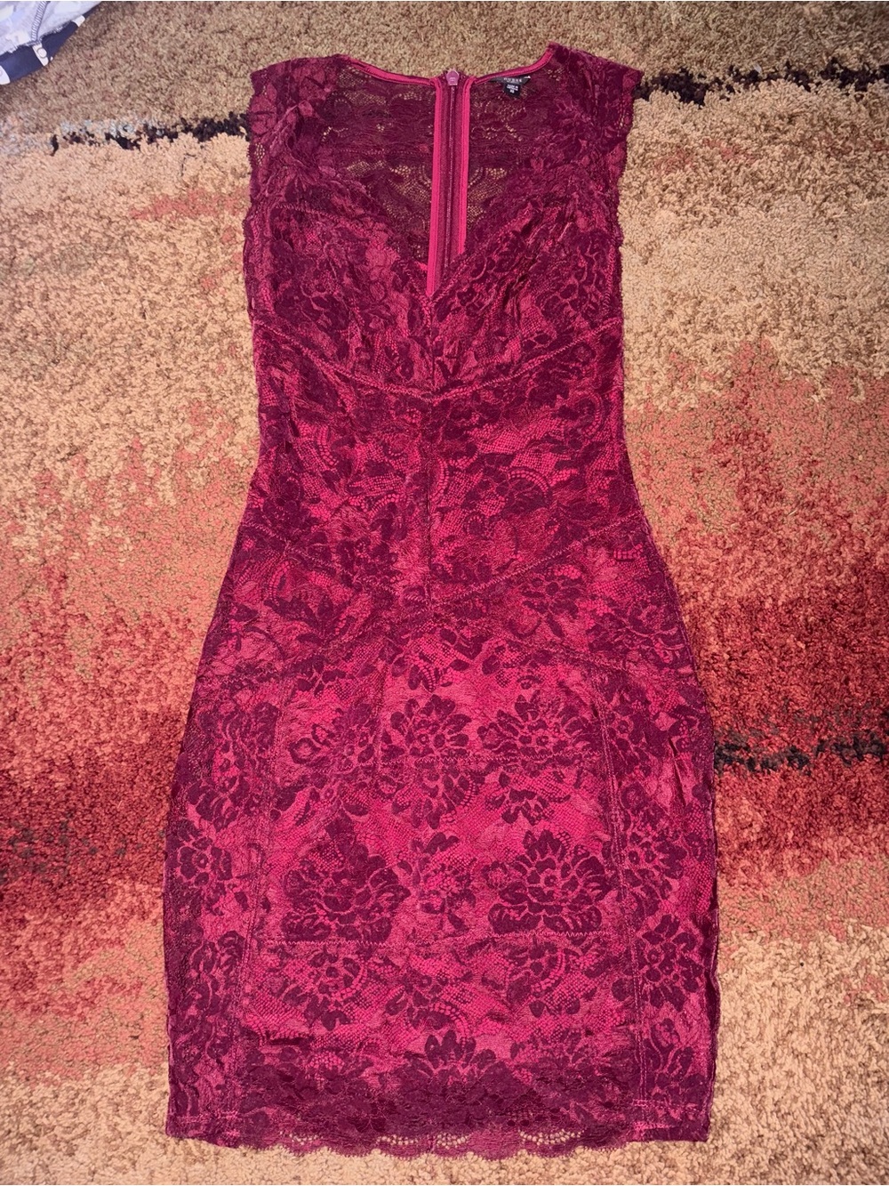 GUESS Red Wine Lace Cocktail Dress